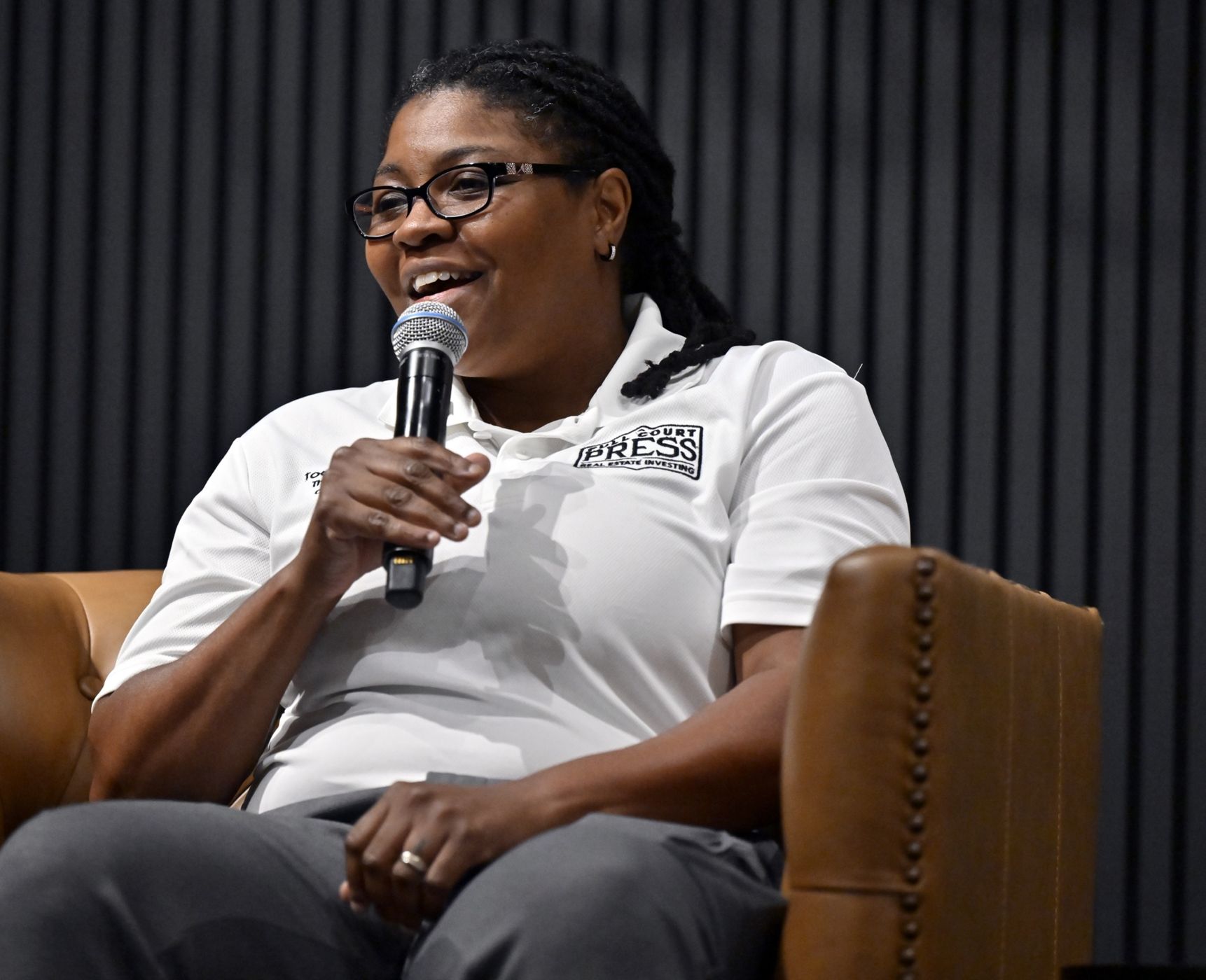 Toccara Williams speaking on a panel